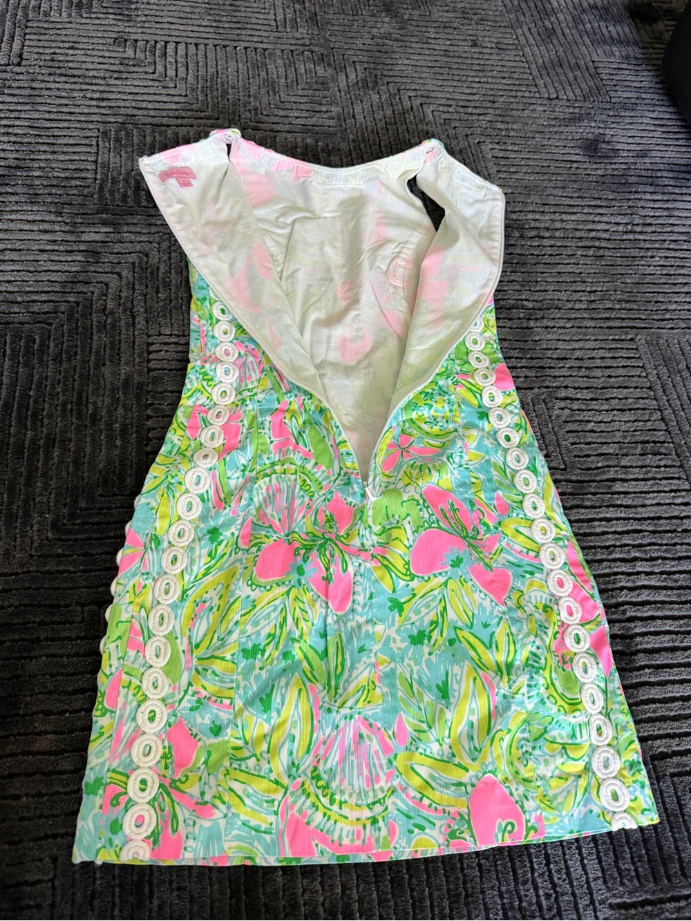 Lilly Pulitzer Pink & Lime Green Floral Eyelet Dress - Picture 5 of 5